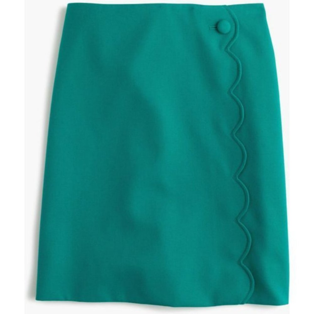 SCALLOPED SKIRT IN WOOL-COTTON GABARDINE